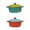 Hello Honey 4-Piece Stoneware two-tone Baker with Lid, Multicolor